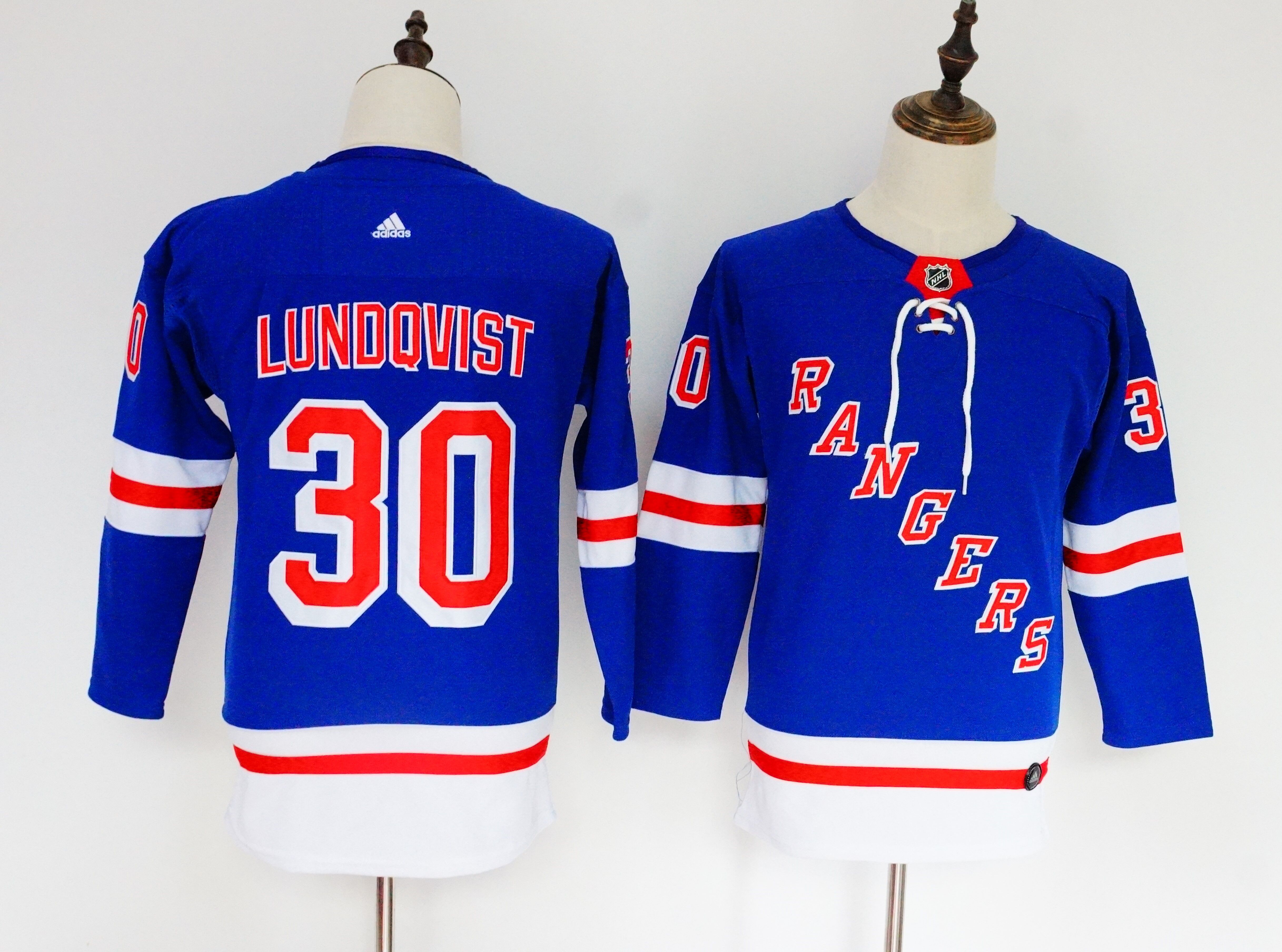 Women New York Rangers 30 Lundqvist Blue Hockey Stitched Adidas NHL Jerseys